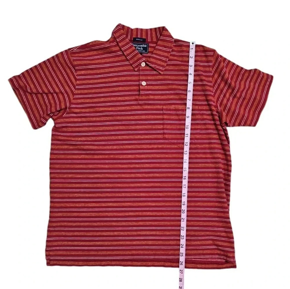 Abercrombie & Fitch Large 90s Y2K Red Yellow White SS Striped Polo Preppy Grunge - Picture 5 of 6